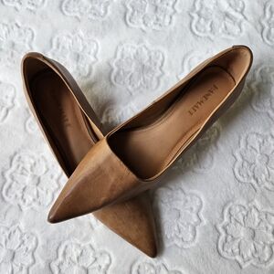 HANDMADE Pointed Toe Leather Flats in Tan Brown